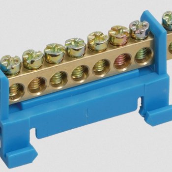 Шина нулевая на DIN   12/1 IEK 6x9мм малый изолятор синий (10/400)