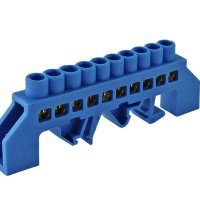 Шина N (ноль) комбинированный изолятор на DIN-рейку 8x12мм 10 отверстий латунь синий IEK (20/300)