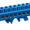 Шина N (ноль) комбинированный изолятор на DIN-рейку 8x12мм 16 отверстий латунь синий Omnyx (20/160)