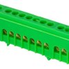 Шина PE (земля) в корпусе на DIN-рейку 6x9мм 12 отверстий латунь зеленый Omnyx (20/420)