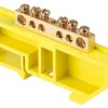 Шина PE (земля) изолятор на DIN-рейку 6x9мм  6 отверстий латунь желтый Omnyx (20/500)