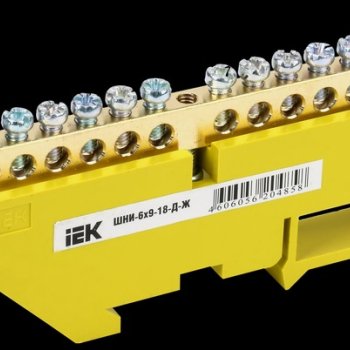 Шина нулевая на DIN   18/1 IEK 6x9мм желтый (20/300)