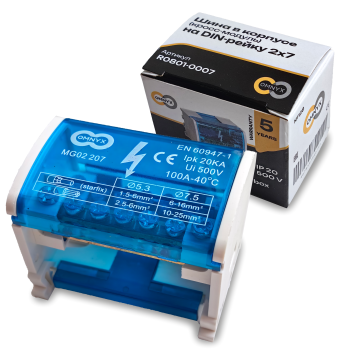 Шина в корпусе (кросс-модуль) на DIN-рейку 2х7 Omnyx (10/100)