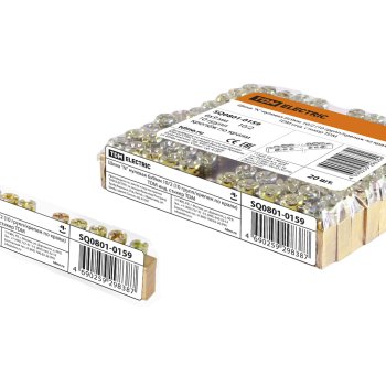 Шина без изолятора PEN 6x9мм 10 отверстий крепеж по краям TDM штрихкод (20/200)