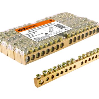 Шина без изолятора PEN 6x9мм 16 отверстий крепеж по центру TDM (10/300)