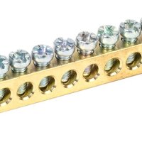 Шина без изолятора PEN 8x12мм 12 отверстий крепеж по краям Omnyx (10/220)