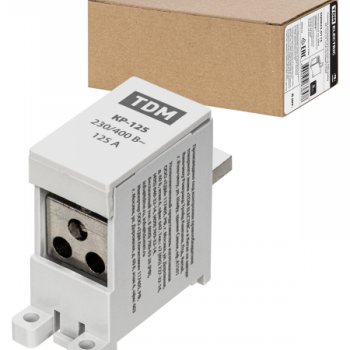 Клемма распределительная на DIN-рейку КР-125 1P 125А (3х16мм²) TDM