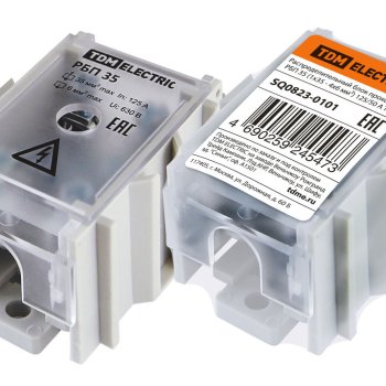 Блок распределительный проходной на DIN-рейку 125/50А TDM РБП-35 1х35/4х6 (10)