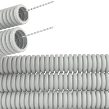 Труба гофрированная ПВХ 20мм серый Omnyx протяжка (25)