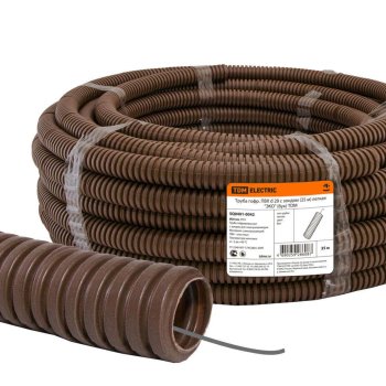 Труба гофрированная ПВХ 25мм темное дерево TDM (25)