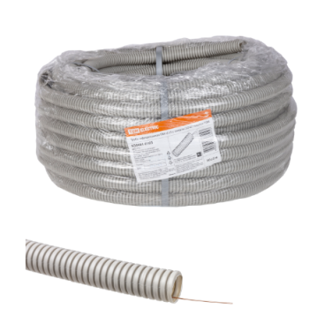 Труба гофрированная ПВХ 25мм серый/черный TDM Народная (50)