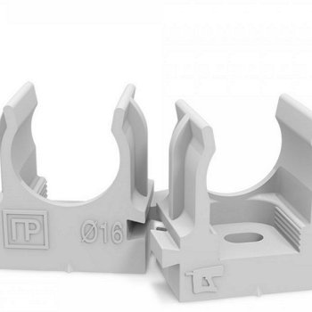 Крепеж-клипса для труб для монтажного пистолета серая в п/э d16 мм (100шт/1100шт уп/кор) Промрукав