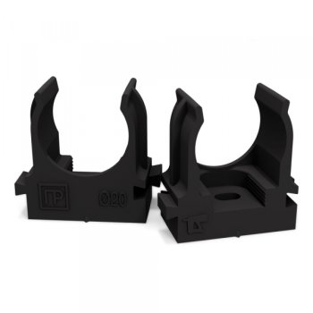 Крепеж-клипса для трубы Ø20мм черный прямой монтаж Промрукав (100/900)