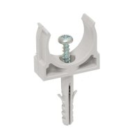 Крепёж-клипса для трубы D25мм серый дюбель 5шт IEK (10)