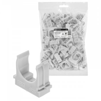 Крепёж-клипса для трубы Ø25мм серый прямой монтаж TDM (100/1000)