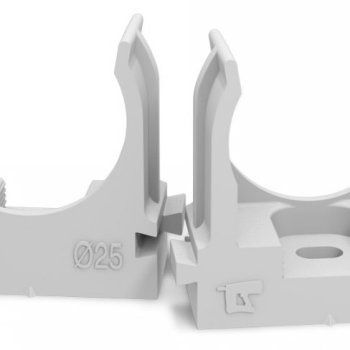 Крепеж-клипса для трубы d25мм серый прямой монтаж Промрукав (100/700)