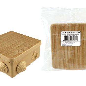 Распаячная коробка ОП 80х80х50мм, крышка, сосна, IP54, 7вх. инд. штрихкод TDM