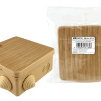 Коробка TDM 100х100х55мм сосна IP54 4ввода штрихкод (18)