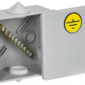 Коробка [] 85х40 ОП IP44 урав. потенциал шина 6 вводов серый IEK (60)