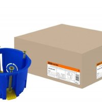 Подрозетник TDM d68*45 пластиковые лапки, саморезы, синяя (200)