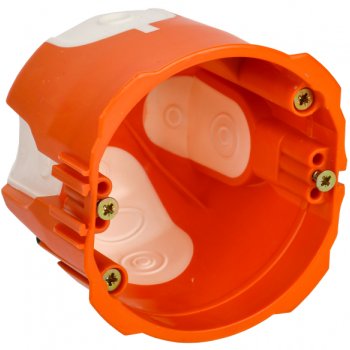 Подрозетник IEK d73*65 пластиковые лапки, саморезы, со стыковочным узлом (96)