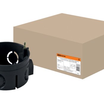 Установочная коробка СП D68х42мм, саморезы, стыковочные узлы, черная, IP20, TDM