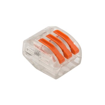 Зажим безвинт рычажк 3x(0.08-2.5мм²) прозрачный Rexant (50)