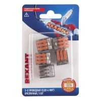 Зажим рычажковый 3x(0.08-4мм²) прозрачная 5шт Rexant СМК 222-413 (10)