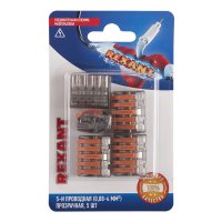 Зажим рычажковый 5x(0.08-2.5мм²) прозрачный 5шт Rexant (10)