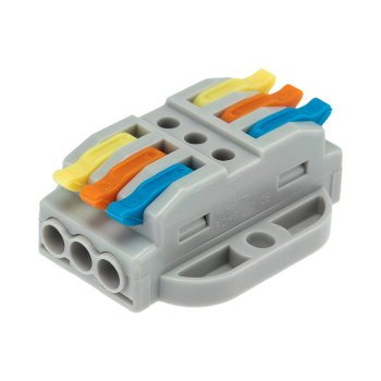 Зажим безвинтовой рычажковый проходной 3x(0.08-4мм²) с монтажной площадкой Rexant (25)