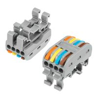 Зажим безвинтовой рычажковый проходной на DIN 4x(0.08-4мм²) Rexant СМК 222-424D (50)