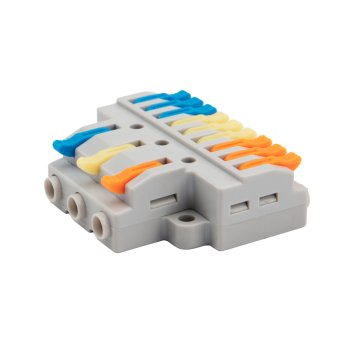 Зажим безвинтовой рычажковый разветвительный 3х9 (0.08-4мм²) с монтажной площадкой Rexant (50)