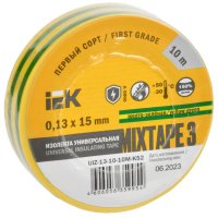 Изолента IEK 15мм х 10м желто-зеленый (10/500)