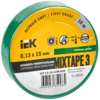 Изолента IEK Mixtape3 15мм х 10м зеленый (10/500)