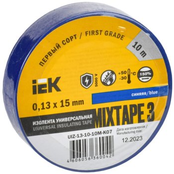 Изолента IEK 15мм х 10м синий (10/500)