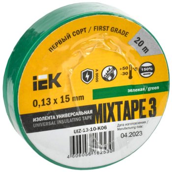 Изолента IEK 15мм х 20м зеленый (30/180)
