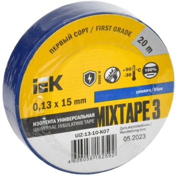 Изолента IEK 15мм х 20м синий (30/180)