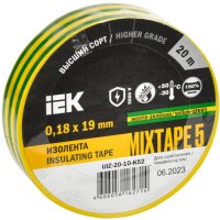Изолента IEK 19мм х 20м желтао-зеленый (10/200)