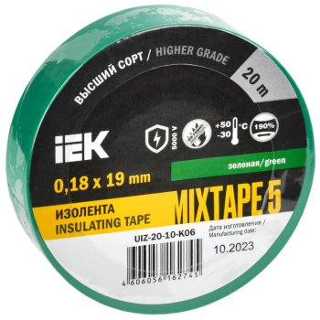 Изолента IEK 19мм х 20м зеленый (10/200)