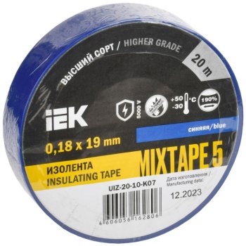 Изолента IEK 19мм х 20м синий (10/200)