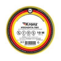 Изолента Kranz 15мм х 10м желто-зеленый (10)