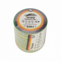 Изолента Kranz 15мм х 25м желто-зеленый (5/200)