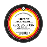 Изолента Kranz 19мм х 25м черный (5/200)