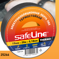 Изолента Safeline 19мм х 20м x 0.18мм Thermo черный термостойкая (10/200)