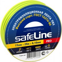 Изолента Safeline 19мм х 25м желто-зеленый (10/160)