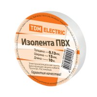 Изолента TDM 15мм х 10м белый (10/350)