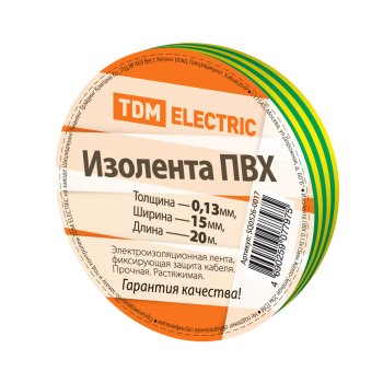 Изолента TDM 15мм х 20м желто-зеленый (10/240)