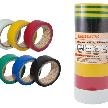 Изолента TDM 19мм х 5м (набор 7 цвет, пленка) (64)