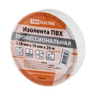 Изолента TDM профессиональная  19мм х 20м белая  (10/200)