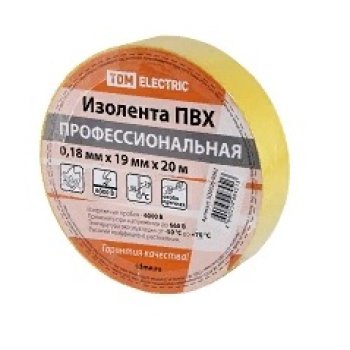Изолента TDM профессиональная  19мм х 20м желтая  (10/200)